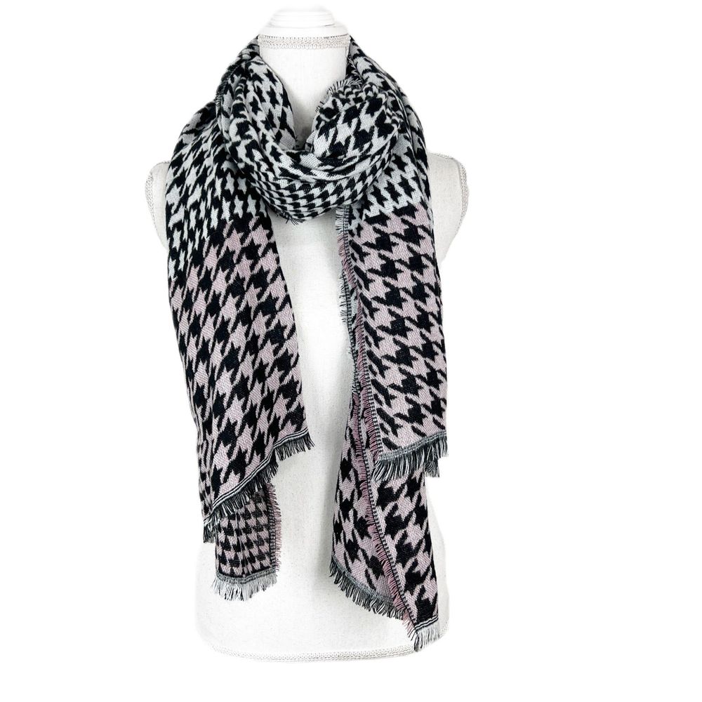 Mixit Scarf Women One Size Black White Pink Hound… - image 1